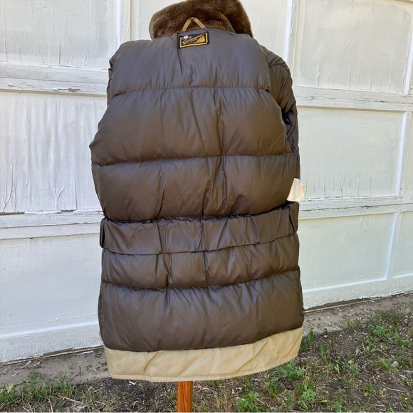 Sears Outdoorsman Feather Down Winter Coat Faux Fur Collar Vintage 70s Tan - Picture 5 of 14